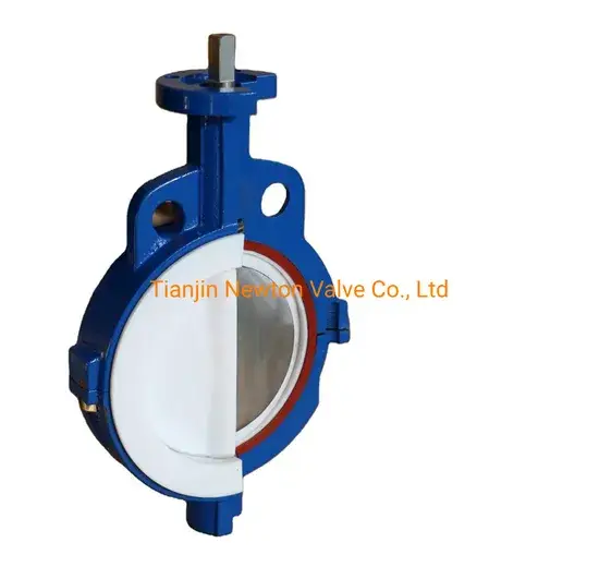 Van PTFE có solenoid và hộp số tay/điện, thân van wafer thép không gỉ, kín mềm, đúc Ots/OEM hình ảnh 1-description