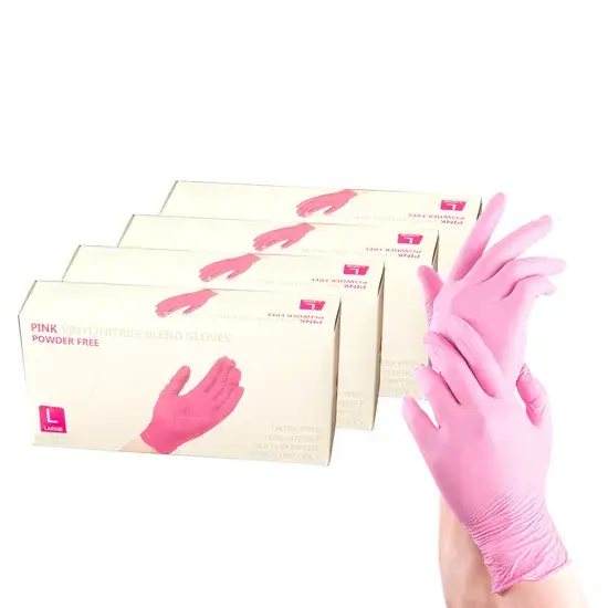 Găng tay nitrile màu hồng: Đối phó tốt với nước và chống đâm lỗ hình ảnh 1-description