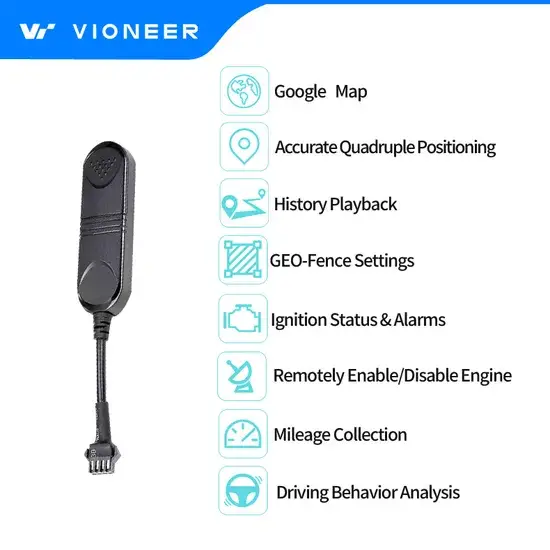 Thiết bị theo dõi GPS xe hơi mini giúp phân tích hành vi lái xe trên Google Map với chi phí thấp từ nhà máy gốc Trung Quốc Vioneer hình ảnh 1-description