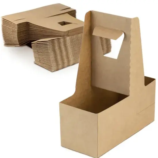 Đỡ cốc giấy kraft gập lại có tay cầm cho đồ uống giao hàng hình ảnh 1-description