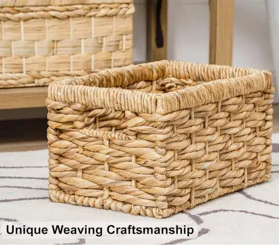Giỏ đựng handmade từ mây tự nhiên với 2 tay cầm tiện lợi cho việc trang trí hình ảnh 1-description