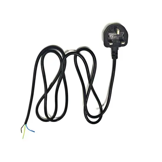 Sản phẩm cáp nguồn chất lượng từ nhà cung cấp, dây cáp 0.75mm2 với đầu cắm UK và đầu dây đã bóc hình ảnh 1-description