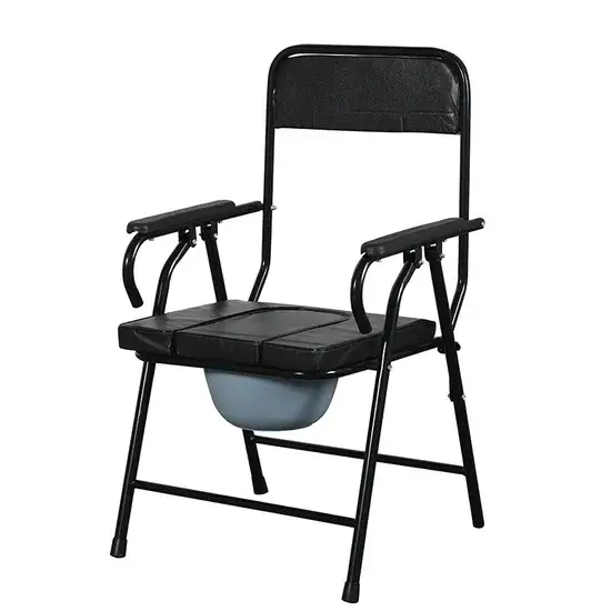 Ghế toilet bệnh viện chất lượng cao, sử dụng thép không gỉ có bánh xe và bô tiện lợi hình ảnh 1-description