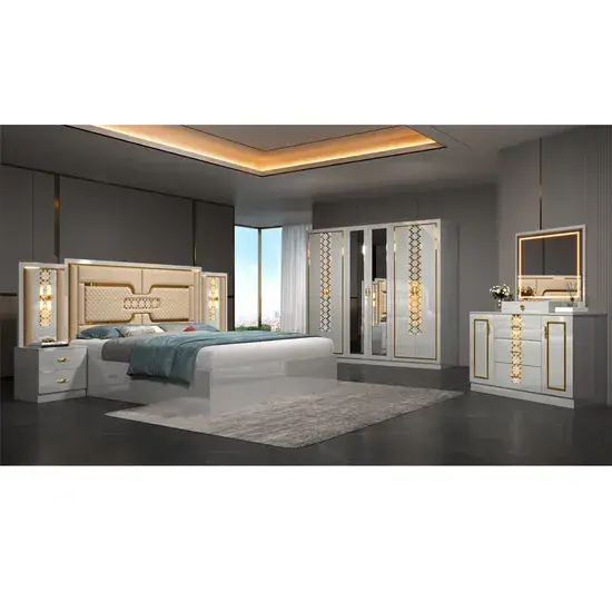 Bộ phòng ngủ đôi da hiện đại cỡ lớn, phong cách thầy về nhà - Tổng thống King-size tầm với người tiêu dùng thông thường hình ảnh 1-description
