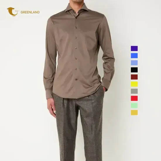 Áo sơ mi dài tay nam cao cấp, chất liệu cotton mercerized, kiểu dáng slim fit, phong cách thời trang hàng đầu hình ảnh 1-description