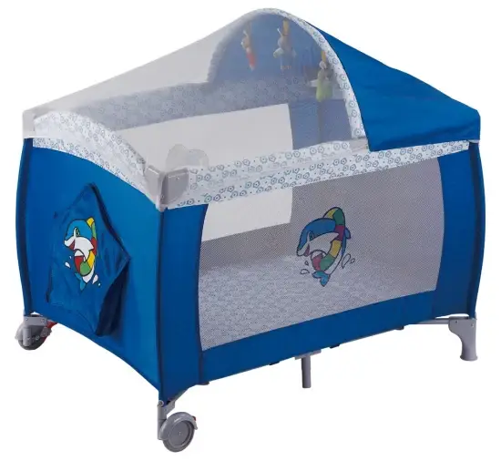 Cũi trẻ em với mái che và lưới chống muỗi cho giấc ngủ an toàn hình ảnh 1-description