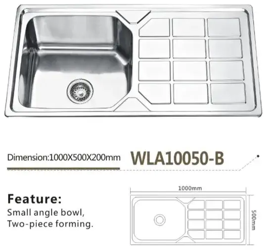 Bồn rửa chén từ inox Wla10050-B sản xuất tại Hàn Quốc hình ảnh 1-description