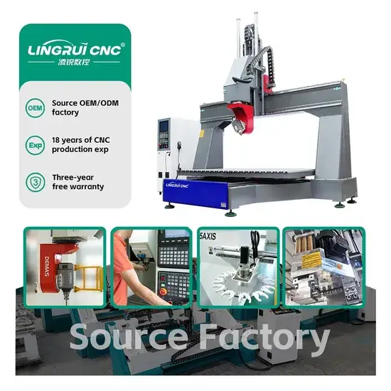 Máy Khắc Gỗ Đa Chức Năng Với Động Cơ Gear PLC và Công Nghệ 3D Mới - Máy Router Gỗ CNC 5 Trục hình ảnh 1-description