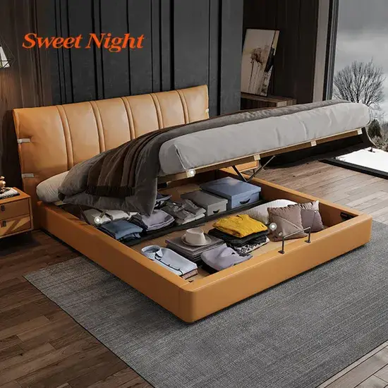 Giường lưu trữ cao cấp với phong cách thiết kế nệm đương đại hình ảnh 1-description