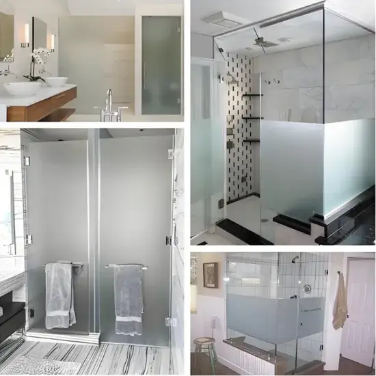Thiết kế cửa kính tempered phòng tắm với màn kính mờ độc đáo hình ảnh 1-description