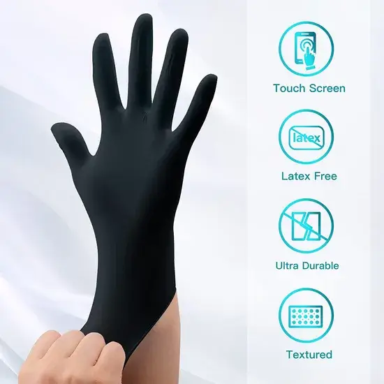 Găng tay cao su nitrile màu đen chất lượng an toàn cho thực phẩm hình ảnh 1-description