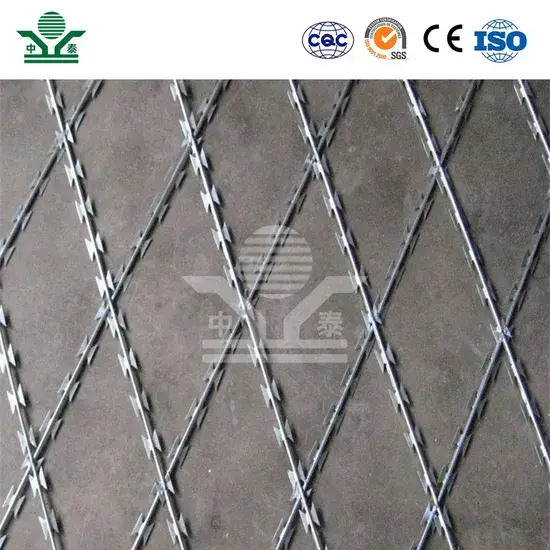 Dây kẽm gai phủ PVC Zhongtai Trung Quốc, cuộn 28 inch, ứng dụng trong hàng rào an ninh trạm biến áp hình ảnh 1-description