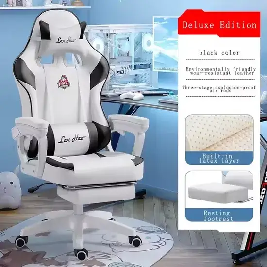 Ghế chơi game cao cấp thiết kế thoải mái, có chỗ để chân điều chỉnh hình ảnh 1-description