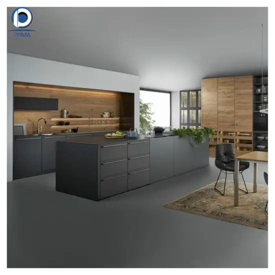 Ván ép melamine không tay cầm cho thiết kế nội thất gỗ tủ bếp hoàn thiện hình ảnh 1-description