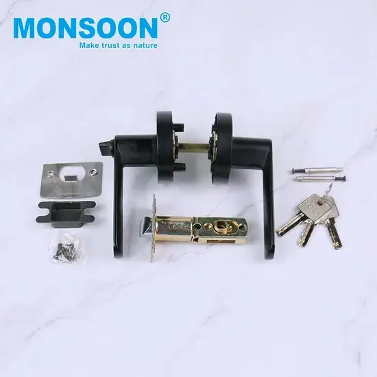 Tay nắm cửa vuông hợp kim kẽm màu đen - Phụ kiện cửa hiện đại cho cửa ra vào, bếp, phòng ngủ và khóa kèm chìa hình ảnh 1-description