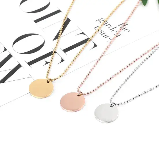 Dây chuyền pendant tròn làm từ thép không gỉ, phù hợp để thêm logo theo ý muốn hình ảnh 1-description
