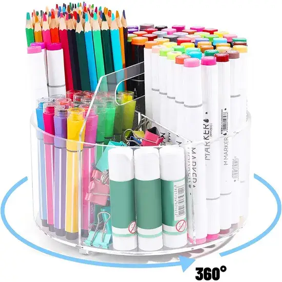 Giá đựng bút xoay tự chế 360 độ - Bí quyết tổ chức bút chì, bút màu acrylic cho năm 2025 hình ảnh 1-description