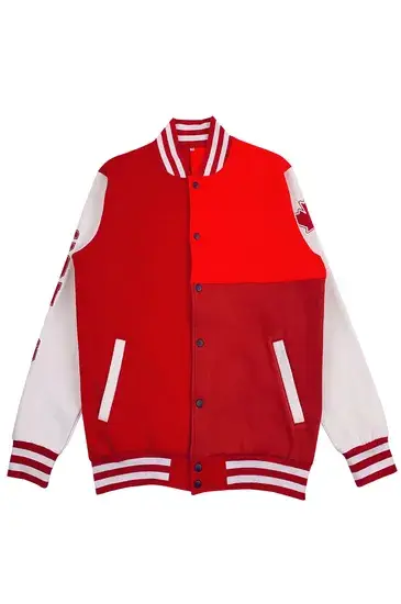 Áo khoác bóng chày Letterman đỏ tùy chỉnh - Chất lượng Sedex, áo khoác bomber và varsity hình ảnh 1-description