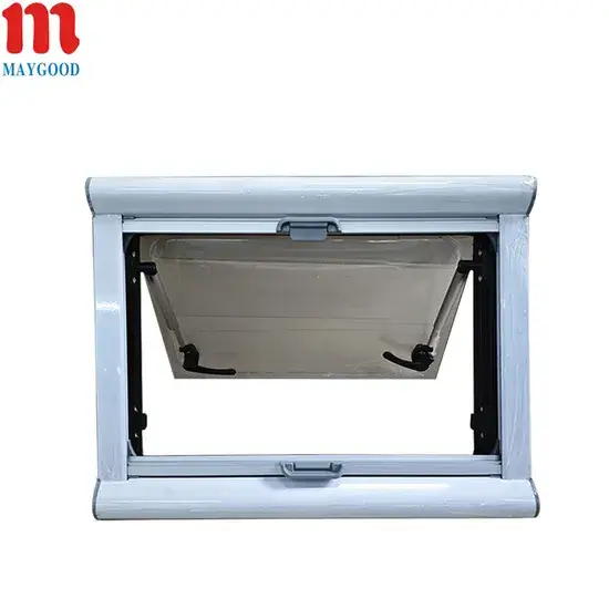 Cửa sổ bên hông xe caravan kích thước 900*500mm với bản lề, kính acrylic phẳng hình ảnh 1-description