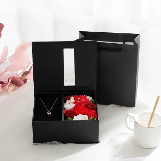 Hộp giấy bìa cửa sổ đựng đồng hồ, trang sức, hoa, mỹ phẩm, xà phòng vàng lá tùy chỉnh - Quà tặng ý nghĩa cho Giáng sinh hình ảnh 1-description