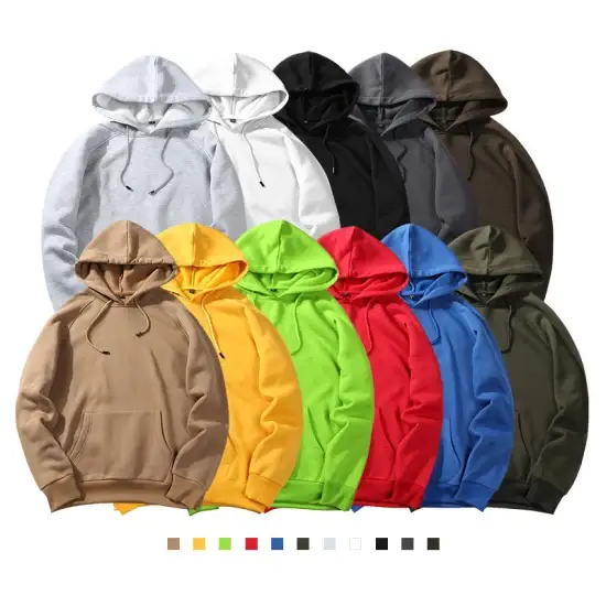 Áo hoodie nam cao cấp từ nỉ bông 100% cotton in và thêu logo OEM hình ảnh 1-description