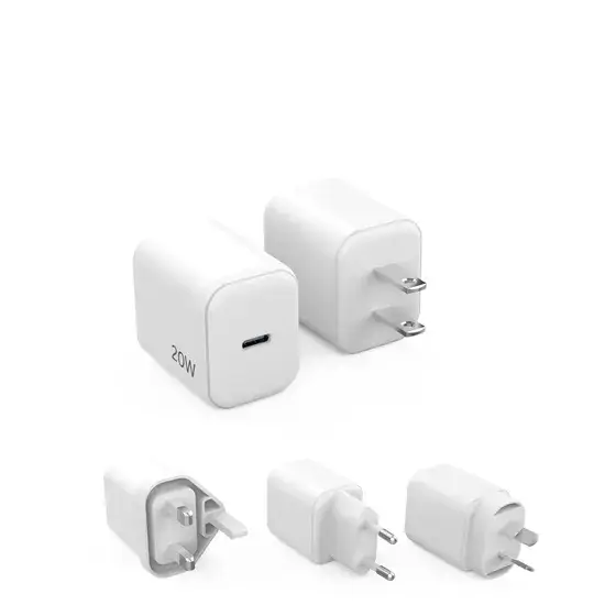 Bộ sạc tường điện thoại 20W hỗ trợ USB-C theo tiêu chuẩn Châu Âu, Mỹ và Úc hình ảnh 1-description