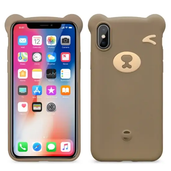 Ốp lưng cho iPhone X/Xs hình tai gấu hoạt hình 3D TPU dễ thương hình ảnh 1-description