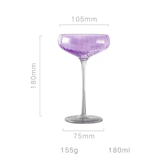 Ly rượu vang đỏ tím pha lê Champagne 180ml, thích hợp cho phong cách Bắc Âu và sử dụng tại nhà hình ảnh 1-description