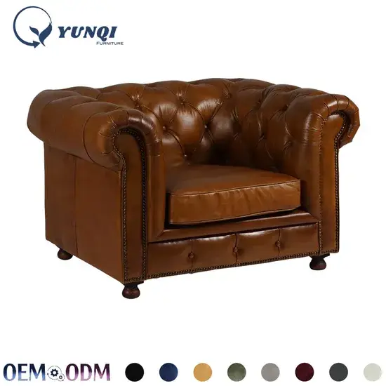 Bộ sofa phòng khách da khóa cổ điển Mỹ 3 chỗ ngồi, thiết kế độc đáo cho không gian nội thất phòng khách hình ảnh 1-description