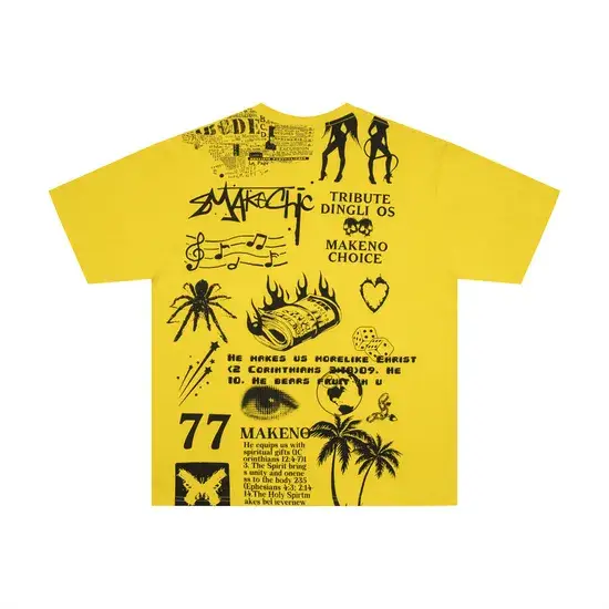 Áo thun nam ngắn tay in đồng hồ phá cách, phong cách hip hop độc đáo, dáng rộng, màu chàm tối, vải cotton nguyên chất hình ảnh 1-description