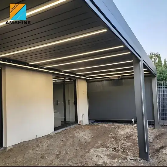 Tiêu đề mới: Mái hiên ngoài trời Bạt che mưa điện tử cho gazebo - Nhà máy Vỏ louver gắn tường có thể điều chỉnh hình ảnh 1-description