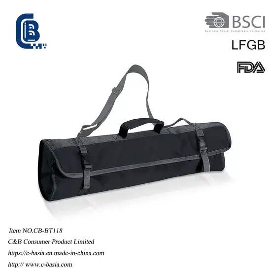 Bộ dụng cụ nướng BBQ 6 món bằng thép không gỉ và tay cầm gỗ, kèm túi đựng chất lượng cao hình ảnh 1-description