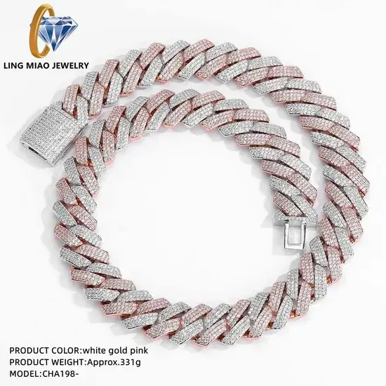 Trang sức đồng tùy chỉnh từ nhà cung cấp Trung Quốc - Dây chuyền hình thoi hai tông màu nam thời trang hình ảnh 1-description
