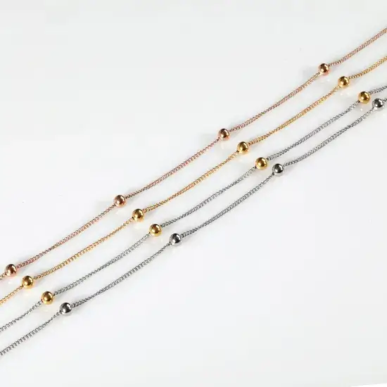 Vòng trang sức cổ điển thép không gỉ mạ vàng, kiểu Belcher Rolo cho nữ hình ảnh 1-description