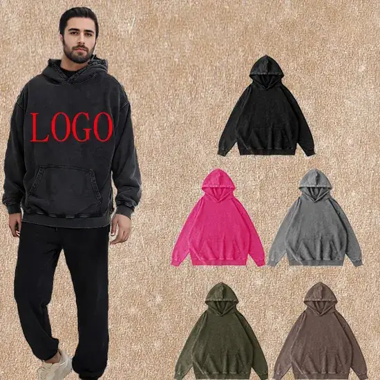 Áo hoodie nam màu trơn in logo cá nhân - Sản phẩm chất liệu French Terry 350GSM hình ảnh 1-description