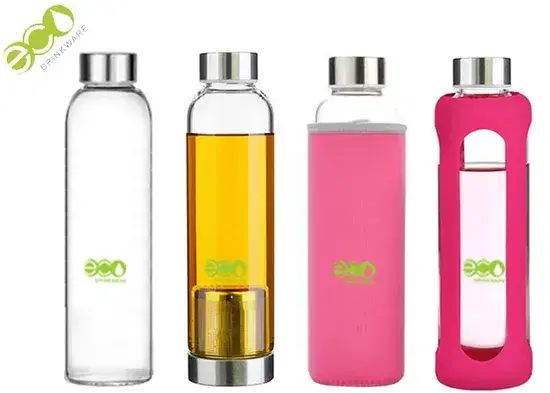 Bình uống nước 600ml bằng kính chịu va đập có thể tùy chỉnh độ bền cao hình ảnh 1-description
