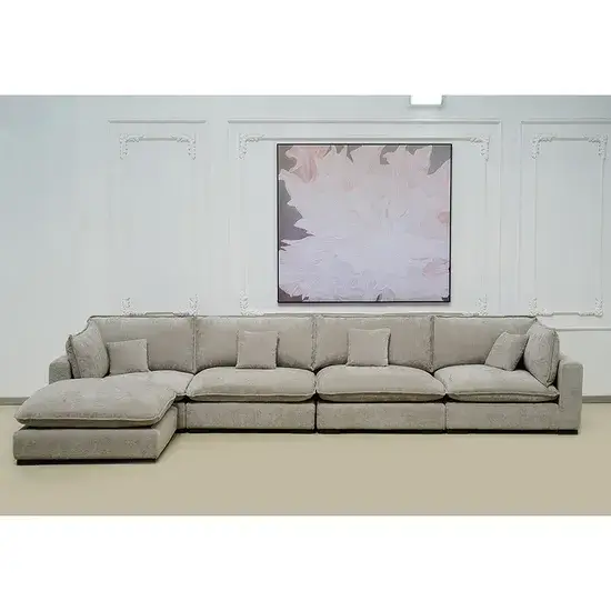 Bộ sofa vải phòng khách hiện đại đẹp mắt với kiểu dáng góc nén hình ảnh 1-description