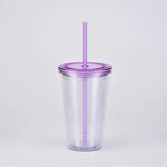 Bộ 16 Cốc tuyết cầu acrylic trong suốt cách nhiệt - Sản phẩm buôn sỉ với nắp và ống hút đi kèm hình ảnh 1-description