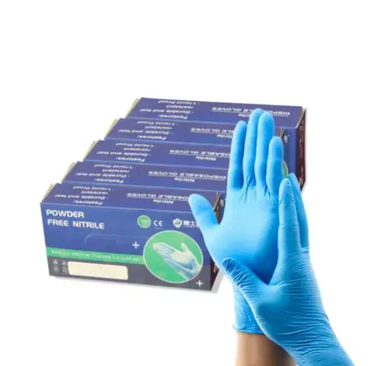 Găng tay nitrile màu xanh với kết cấu chất lượng, đáp ứng tiêu chuẩn an toàn thực phẩm hình ảnh 1-description
