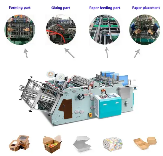 Máy tạo hộp giấy đa năng phục vụ cho các món bánh burger, khoai tây chiên, salad mang đi hình ảnh 1-description