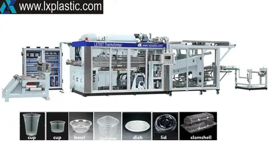 Dây chuyền sản xuất máy tạo hình nhiệt cốc nhựa Trung Quốc có máy xếp tự động hình ảnh 1-description