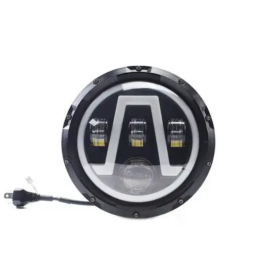 Đèn pha LED hình tròn N-inch cho xe máy, ánh sáng trắng và vàng, chế độ cao thấp, sương mù và spot hình ảnh 1-description
