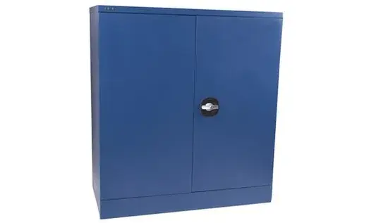 Cửa kim loại màu xanh cao hơn nửa với tủ lưu trữ có kệ đựng hồ sơ hình ảnh 1-description