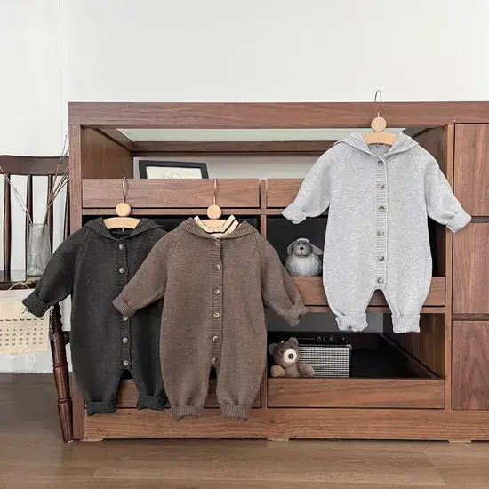Áo liền quần đan cho bé, áo len mùa xuân và thu, quần áo cotton nguyên chất cho bé hình ảnh 1-description