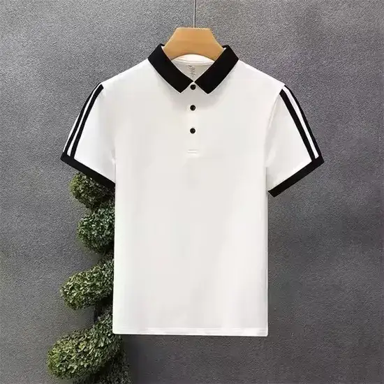 Áo polo unisex mùa hè với họa tiết in và nút trang trí, mang lại cảm giác thoải mái và thông thoáng hình ảnh 1-description