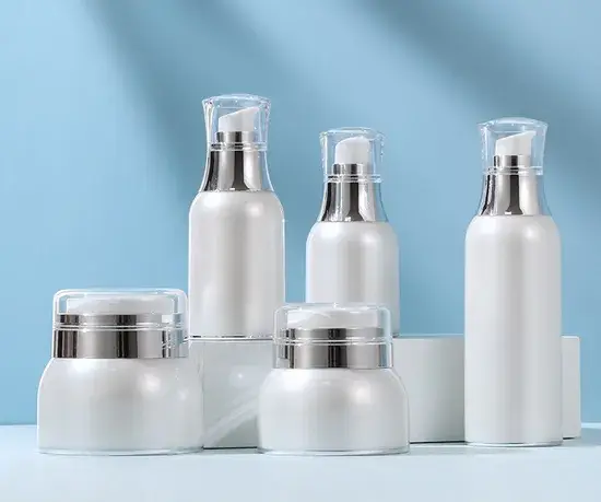 Đựng kem dưỡng da trong bình acrylic trắng và hộp nhựa PP hình ảnh 1-description