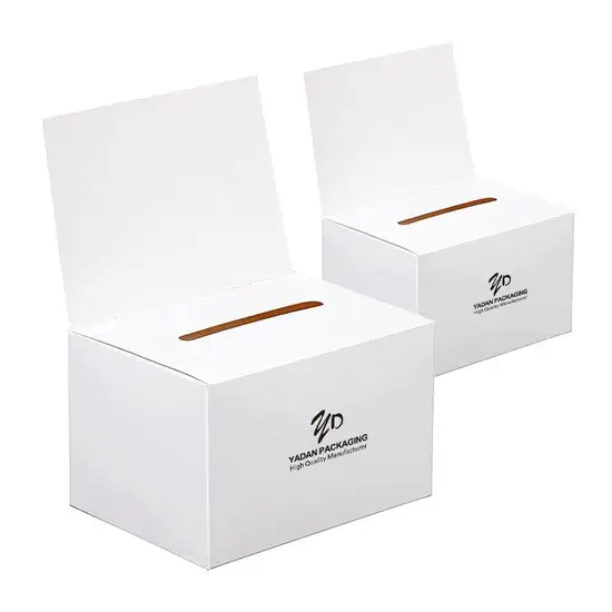 Hộp quyên góp vé xổ số trắng - Hộp thu phiếu đựng bìa cứng dày, có khe và đầu tháo rời hình ảnh 1-description