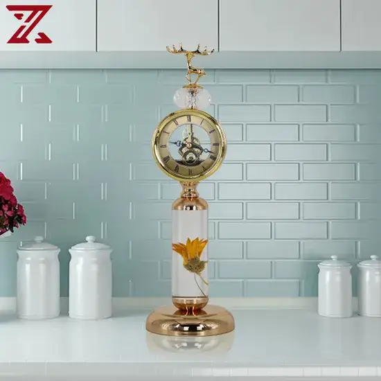 Đồng hồ bàn nhỏ acrylic, đồng hồ kim loại trang trí phòng khách hình ảnh 1-description