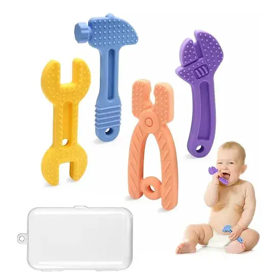 Vòng ngậm silicone an toàn cho trẻ sơ sinh giúp giảm đau khi mọc răng hình ảnh 1-description