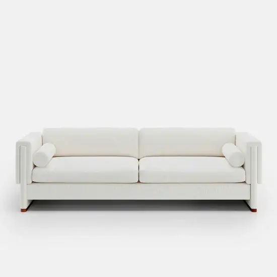 Sofa Tuxedo với tay vịn thẳng và vải lông cừu - Lựa chọn sofa góc trắng hoàn hảo cho phòng khách hình ảnh 1-description